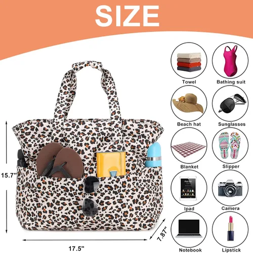 Vista 5 de Bolsa de playa y piscina para mujer, grande, bolsa de gimnasio con compartimento húmedo para viajes, impermeable