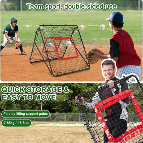 Vista 30 de BaseGoal Baseball Rebounder Net with Pitching Target,Easy Adjustable Angles Multi-Sport Training Rebound Screen, multi-angle pitch back; Strike