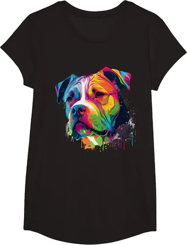 Vista 102 de Colorful American Bulldog American Bully Men Women T-Shirt Asphalt Grey