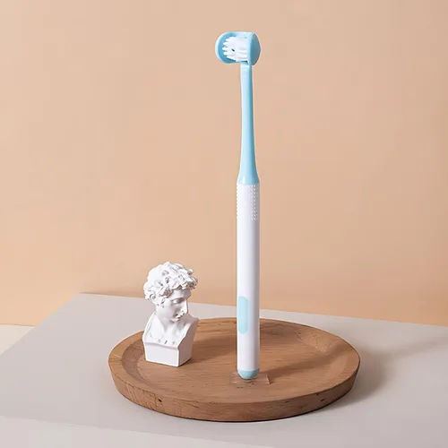 Vista 8 de Cepillo de dientes para autismo de 3 caras con tres cerdas para necesidades especiales, cerdas suaves para adultos, suaves y suaves para un cuidado
