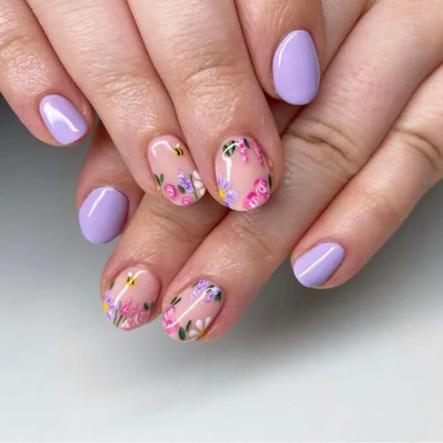 Vista 18 de Uñas postizas a presión con punta francesa verde, uñas postizas cuadradas cortas con diseños de cuentas de flores en 3D, uñas de verano, uñas Verde