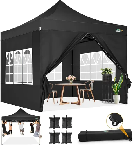 Vista 8 de COBIZI Tienda de campaña desplegable de 6.6 x 6.6 pies, toldo resistente, fácil de instalar, impermeable, para exteriores, fiestas, playa, jardín