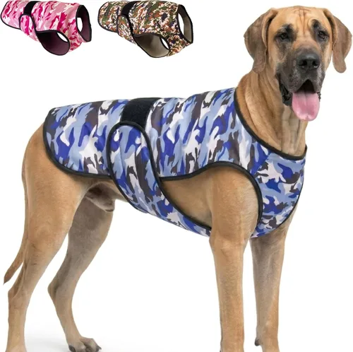 Vista 17 de Chaleco refrescante para perro, chaqueta de refrigeración de microfibra de 2 capas, azul, talla XS Longer cooling duration, balanced comfort, UV