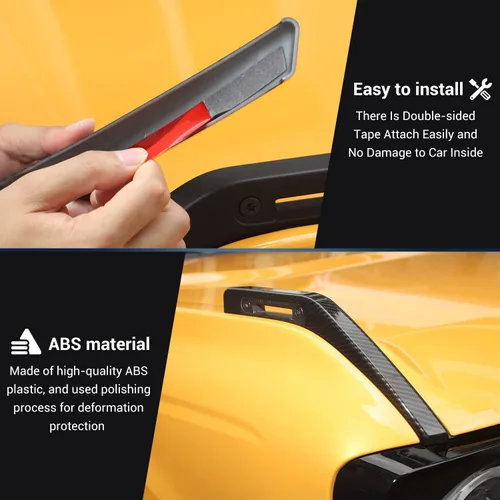 Vista 3 de JeCar Cubiertas de visera de sendero de capó, accesorios de decoración exterior de ABS para Ford Bronco 2021-2022, acabado de fibra de carbono
