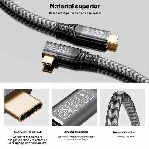 Vista 6 de Cable USB C a C 3.2 Gen 2 × 2 de 100 W/20 Gbps [6.6 pies/6.6 ft] Salida de video 4K de carga rápida compatible con Thunderbolt 3/4 para MacBook iPad