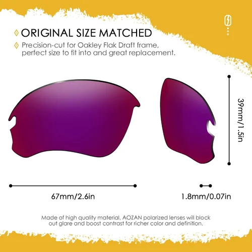 Vista 29 de ANSI Z87.1 Replacement Lenses For Oakley Flak Draft OO9364 Sunglass