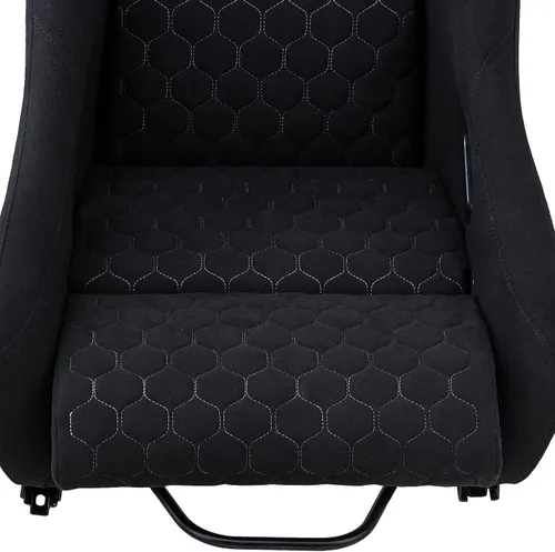 Vista 5 de Tamaño L Pieza De Asiento De Carreras Con Respaldo De Fibra De Vidrio Fuerte Universal Para Coches Tela Negra Costura De Diamante Blanca Con