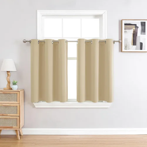 Vista 87 de ChrisDowa - Cortinas cortas para ventana de 40 pulgadas para dormitorio - Cortinas cortas con ojales y aislamiento térmico para oscurecer