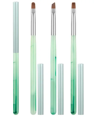 Vista 8 de 3 piezas de brochas de limpieza de arte de uñas, brochas de uña redondas/anguladas/planas resistentes a la acetona para remover esmalte de gel