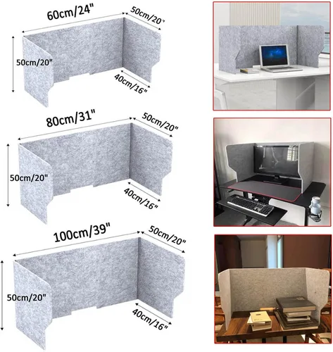 Vista 2 de LIGUOYI Panel de privacidad de escritorio de oficina con 4 soportes, separadores de escritorio con amortiguación de sonido, panel de escritorio
