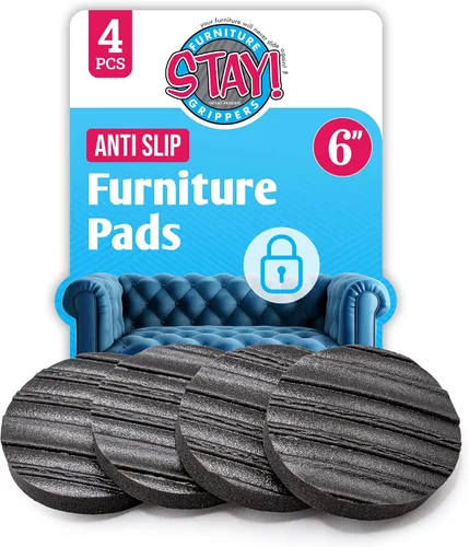 Vista 8 de Stay Furniture Grippers. Evita que los muebles se deslicen en pisos de superficie dura. Almohadillas antideslizantes redondas y negras, que protegen