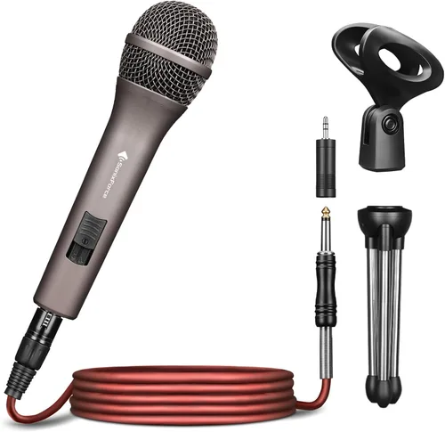 Vista 10 de Micrófono dinámico profesional para cantar micrófono de karaoke con cable de audio XLR de 16 pies a 1/4 pulgadas, micrófono de mano vocal