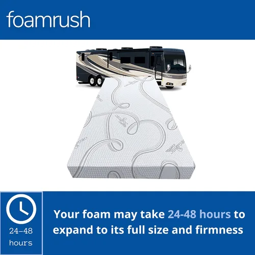 Vista 4 de FoamRush Colchón de Repuesto de Espuma Viscoelástica con Gel de 4 Pulgadas para Litera de RV (28" x 72") con Funda de Algodón, Firmeza Media