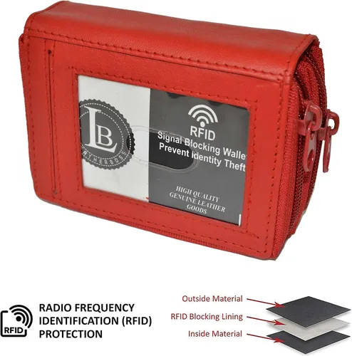 Vista 3 de Leatherboss - Cartera de piel con doble cremallera con seguridad RFID