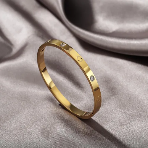 Vista 21 de Regalo de Navidad MVCOLEDY Jewelry - Pulsera chapada en oro o blanco con piedra de corazón de acero inoxidable con cristal para mujer