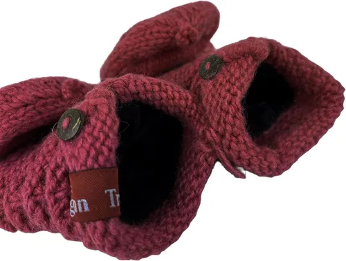 Vista 4 de Agan Traders 1414 - Gorro de punto de lana acanalada, cálido, de gran tamaño, grueso, suave, con forro polar holgado Borgoña