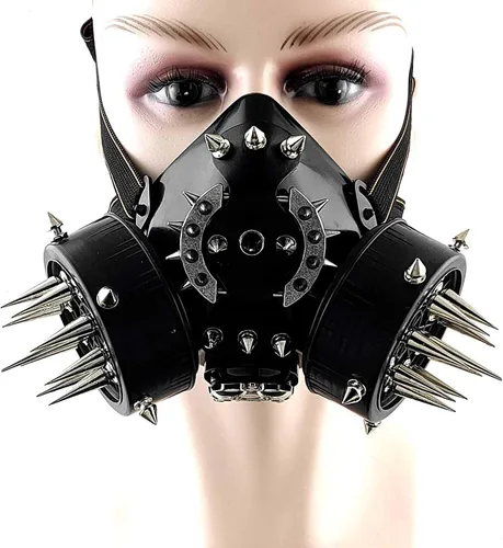 Vista 3 de Spikes Steampunk Punk Máscara de gas Cool Mens Biker Rock Motorcycel Masque Cospaly Máscara