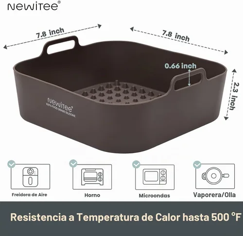 Vista 5 de NEWITEE Forros de silicona para freidora de aire de 5 cuartos de galón para Ninja AF141/AF181/COSORI, paquete de 2 forros de cesta de freidora