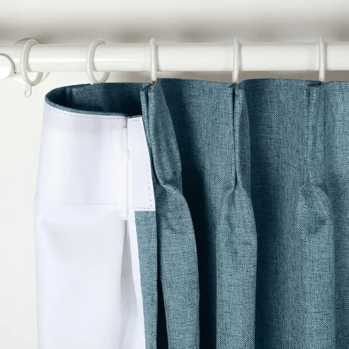 Vista 2 de TWOPAGES Cortinas plisadas azules para dormitorio, cortinas de tratamiento de ventana, paneles de privacidad, de mezcla de lino, con aislamiento