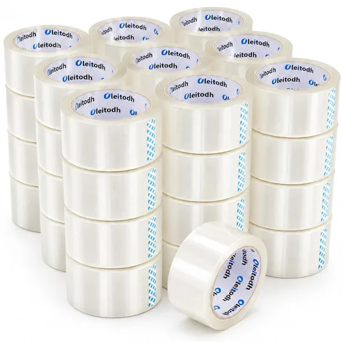 Vista 13 de Oleitodh 36 rollos de cinta de embalaje marrón con dispensador, cinta de envío resistente de 1.88 pulgadas x 60 yardas, repuestos de cinta