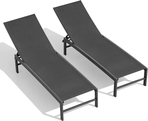Vista 24 de Chaise Lounge Outdoor Pool Lounge Juego de 2 sillas de bronceado (beige)