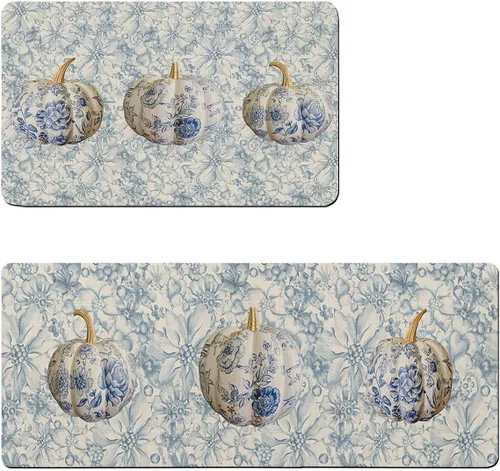 Vista 7 de Tapete de baño con diseño de flores y azulejos de calabazas para bañera, antideslizante, de secado rápido y absorbente, de tierra de diatomeas