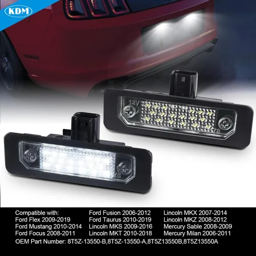 Vista 4 de Ensamble de luz para matrícula LED KDM Compatible con Ford Mustang 2010-2014, Fusion 2006-2012, Taurus 2010-2019, Flex Focus Lincoln Mercury