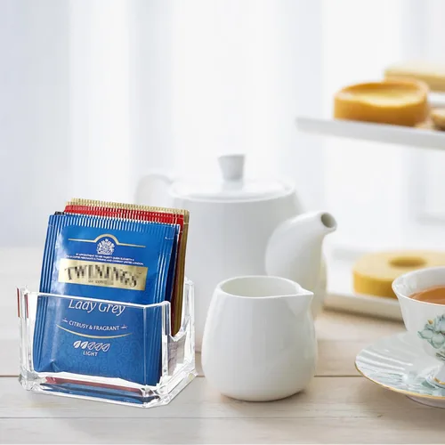 Vista 5 de ELLDOO Juego de 4 soportes para paquetes de azúcar, azucarero acrílico para restaurante, organizador de bolsas de té, soporte para paquetes