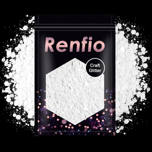 Vista 14 de Renfio Purpurina gruesa negra, 100 g (3.5 oz) mezcla de polvo fino brillante con lentejuelas iridiscentes para el rostro, purpurina para Halloween