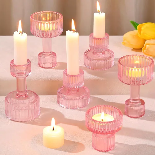 Vista 9 de Portavelas a granel, juego de 6 portavelas de combinación transparente, portavelas de cristal para bodas, centros de mesa, decoración del hogar