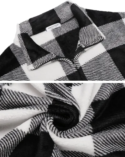 Vista 5 de MAXMODA Bata larga de forro polar con cremallera para mujer, abrigo cálido y suave con bolsillos