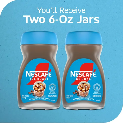 Vista 8 de NESCAFÉ Ice Roast, Café instantáneo helado, 2 frascos (170 g cada uno) Café instantáneo, tostado para helado; 2 frascos, 6 onzas cada uno