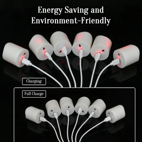 Vista 5 de SoulBay - Velas de té LED recargables sin llama USB-C con control remoto White Flickering Electric Votives, Timer, USB-C Cable Included, For