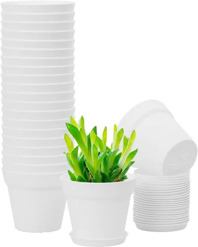 Vista 9 de GARDIFE Paquete de 20 macetas de 4 pulgadas, macetas para plantas de interior, macetas de flores, negras