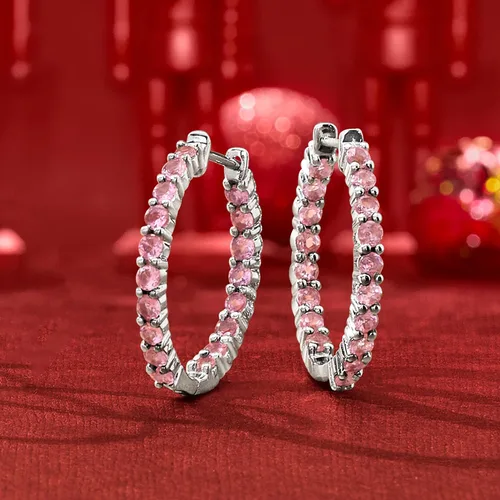 Vista 3 de Ross-Simons Gemstone Hoop Earrings in Sterling Silver