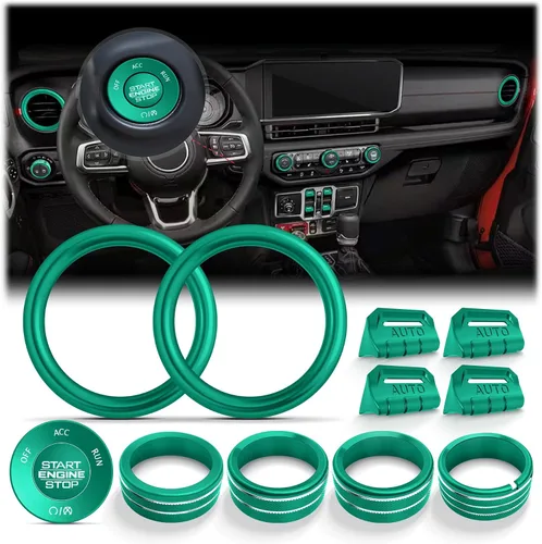 Vista 11 de Wrangler JL/JLU y Gladiator JT 2018-2026 - Accesorios de aluminio para botón de arranque, CA, volumen de audio, faros delanteros e interruptores