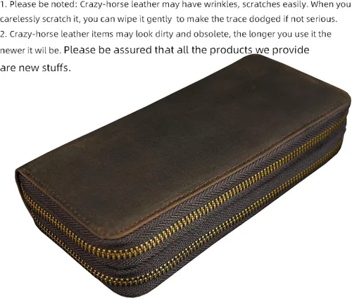 Vista 3 de LUUFAN Cartera larga de cuero genuino para hombre, cartera plegable grabada