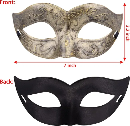 Vista 2 de FEQO 32 máscaras de mascarada, máscaras antiguas vintage venecianas