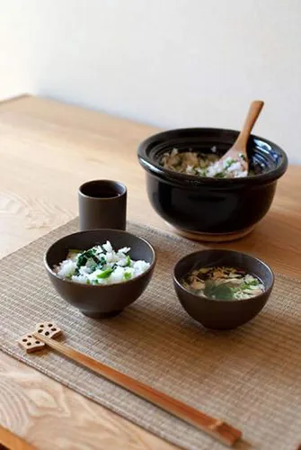 Vista 3 de Olla japonesa de arroz Donabe Kago, 2 Go, 1200 cc, color negro