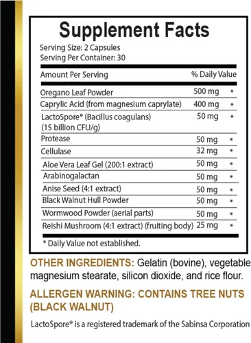 Vista 2 de Suplemento de apoyo Candida All Natural - Apoyo inmunológico, suplemento de limpieza de Candida a base de plantas, desintoxicación natural, 1