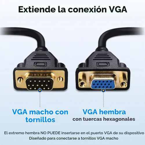 Vista 3 de Cable Matters Cable de extensión VGA, HD15 VGA macho a hembra, 6 pies