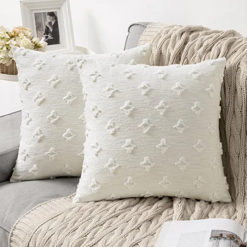 Vista 7 de MIULEE Juego de 2 fundas de almohada decorativas de jacquard rómbico, funda de cojín cuadrada suave para sofá, cama, dormitorio, sala de estar, 16 x