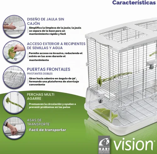 Vista 2 de Vision 2 jaula para pájaros, Hagen Hagen , M, Blanco