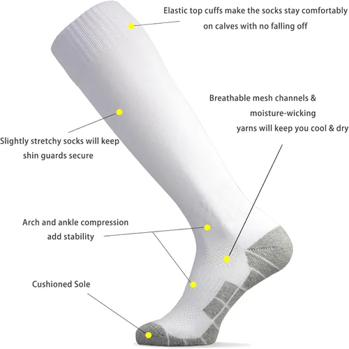 Vista 3 de CWVLC - Calcetines de fútbol (135 pares) calcetines altos hasta la rodilla, para deportes de equipo, para adultos, jóvenes y niños