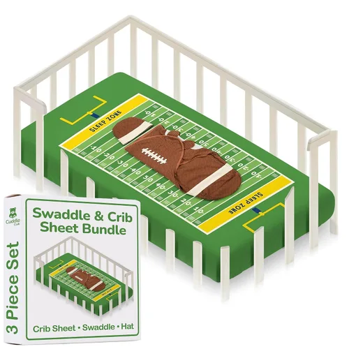 Vista 7 de Cuddle Club Juego de regalo para recién nacido, incluye manta para envolver, sombrero y sábana para cuna en estilos divertidos, para bebés niños