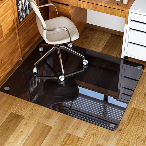 Vista 12 de GLSLAND Tapete de vidrio templado de 47 x 32 pulgadas para silla, protector de suelo resistente para alfombras y suelos duros, resistente a