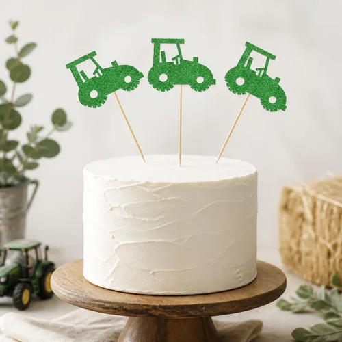 Vista 6 de Palitos de centro de mesa de tractor, paquete de 12 decoraciones de mesa de doble cara para cumpleaños, baby shower