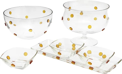 Vista 5 de GAC Great American Classics Vasos altos de base pesada con diseño de lunares dorados, juego de 4, 14 onzas