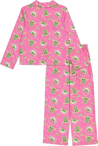 Vista 2 de STAR WARS Girls' 2-Piece Loose-fit Button Down Pajamas Set