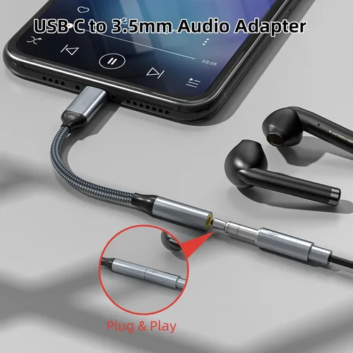 Vista 3 de TIPSEAN Adaptador USB C a 3.5mm para Auriculares (Paquete de 2), Cable Dongle de Audio Aux USB-C para iPhone 17 Pro Max/17 Pro, 16/15 Pro Max, 16/15